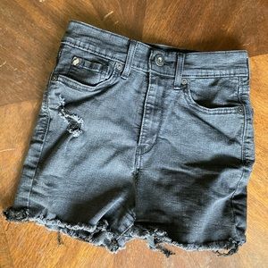 Black denim shorts